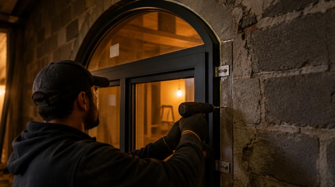 Instalando janela em arco